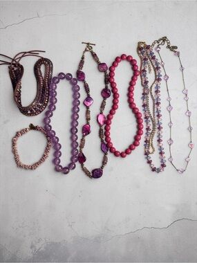 Assorted Pink and Purple Women’s Beaded Necklace Set